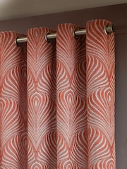 Paoletti Terracotta Gatsby Jacquard Eyelet Curtains - Image 3 of 5