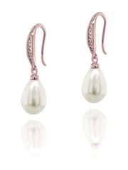 Ivory & Co Rose Gold Salford Crystal And Pearl Drop Earrings - Image 1 of 5