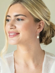 Ivory & Co Rose Gold Salford Crystal And Pearl Drop Earrings - Image 2 of 5
