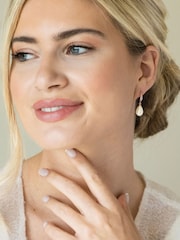 Ivory & Co Rose Gold Salford Crystal And Pearl Drop Earrings - Image 3 of 5