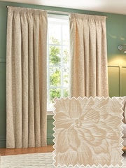 Wylder Natural Grantley Jacquard Pencil Pleat Curtains - Image 1 of 5