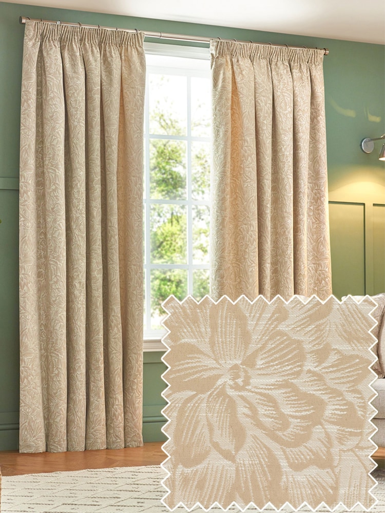 Wylder Natural Grantley Jacquard Pencil Pleat Curtains - Image 1 of 5