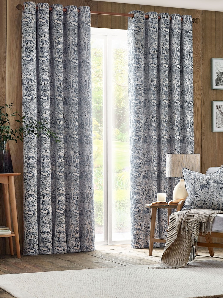 Furn Midnight Winter Woods Chenille Eyelet Curtains - Image 1 of 6