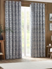 Furn Midnight Winter Woods Chenille Eyelet Curtains - Image 3 of 6