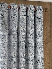 Furn Midnight Winter Woods Chenille Eyelet Curtains - Image 4 of 6