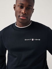 GANT Black Printed Graphic Crew Neck Sweatshirt - Image 3 of 6