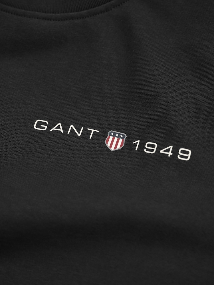 GANT Black Printed Graphic Crew Neck Sweatshirt - Image 6 of 6