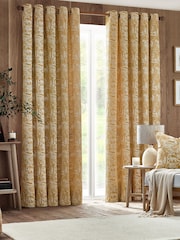 Furn Ochre Winter Woods Chenille Eyelet Curtains - Image 1 of 4