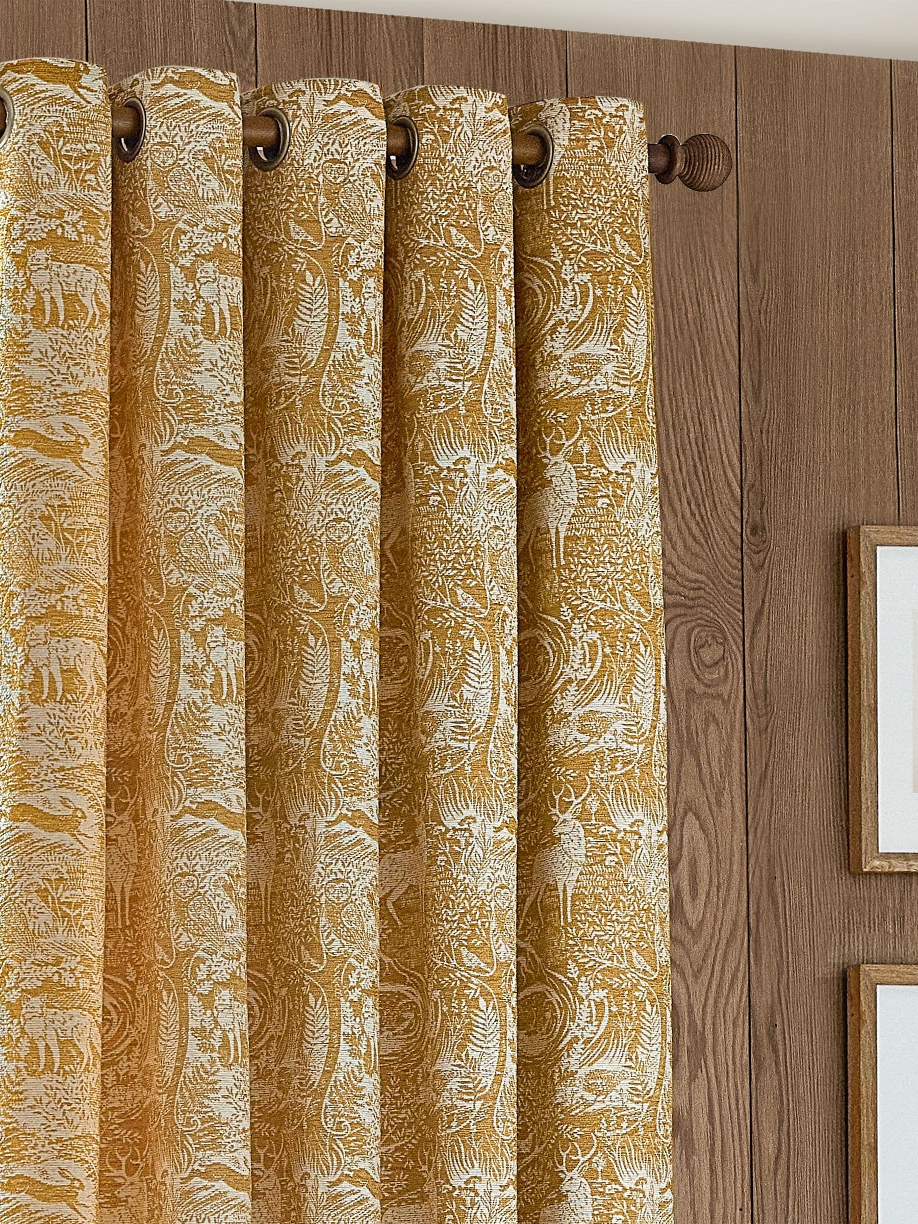 Buy Furn Ochre Yellow Winter Woods Fully Lined Chenille Eyelet