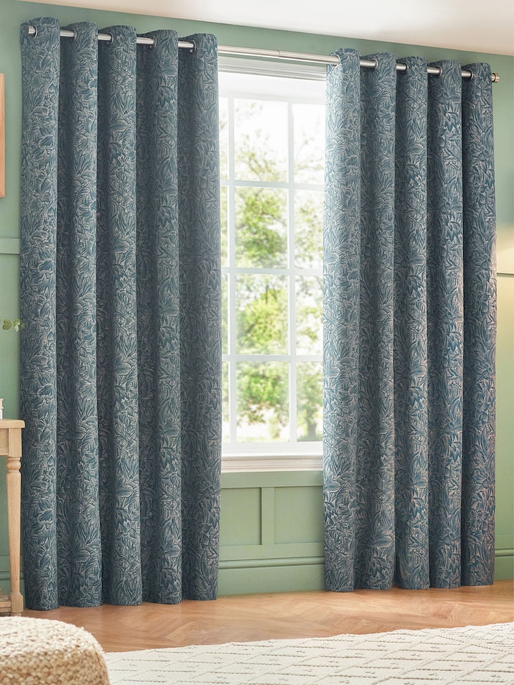 Wylder Wedgewood Grantley Jacquard Eyelet Curtains - Image 2 of 5