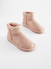 Pink Shimmer Short Warm Lined Water Repellent Suede Pull-On Boots - Image 4 of 8