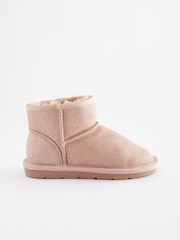 Pink Shimmer Short Warm Lined Water Repellent Suede Pull-On Boots - Image 5 of 8