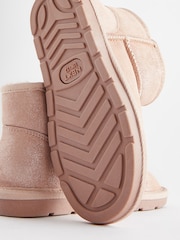 Pink Shimmer Short Warm Lined Water Repellent Suede Pull-On Boots - Image 8 of 8