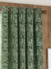 Wylder Green Pomegranate Floral Jacquard Pencil Pleat Curtains - Image 2 of 5