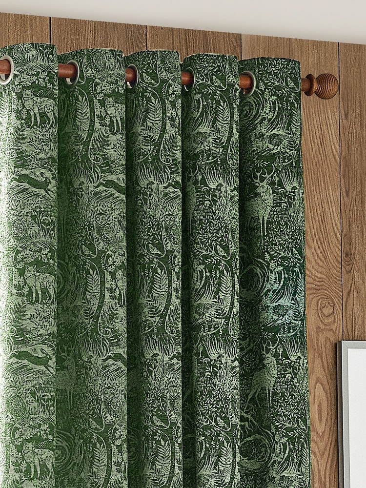Wylder Green Pomegranate Floral Jacquard Pencil Pleat Curtains - Image 2 of 5