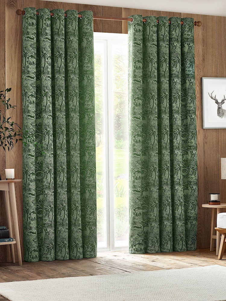 Wylder Green Pomegranate Floral Jacquard Pencil Pleat Curtains - Image 5 of 5