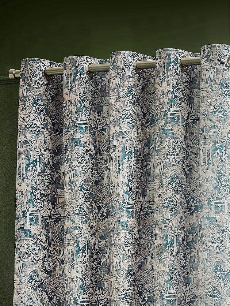 Wylder Wedgewood Bengal Chenille Eyelet Curtains - Image 2 of 5 Wylder Wedgewood Bengal Chenille Eyelet Curtains - Image 2 of 5