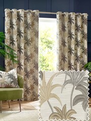 Wylder Natural Galapagos Tropical Jacquard Eyelet Curtains - Image 1 of 5