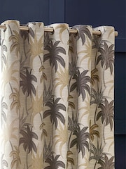 Wylder Natural Galapagos Tropical Jacquard Eyelet Curtains - Image 2 of 5
