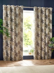 Wylder Natural Galapagos Tropical Jacquard Eyelet Curtains - Image 5 of 5