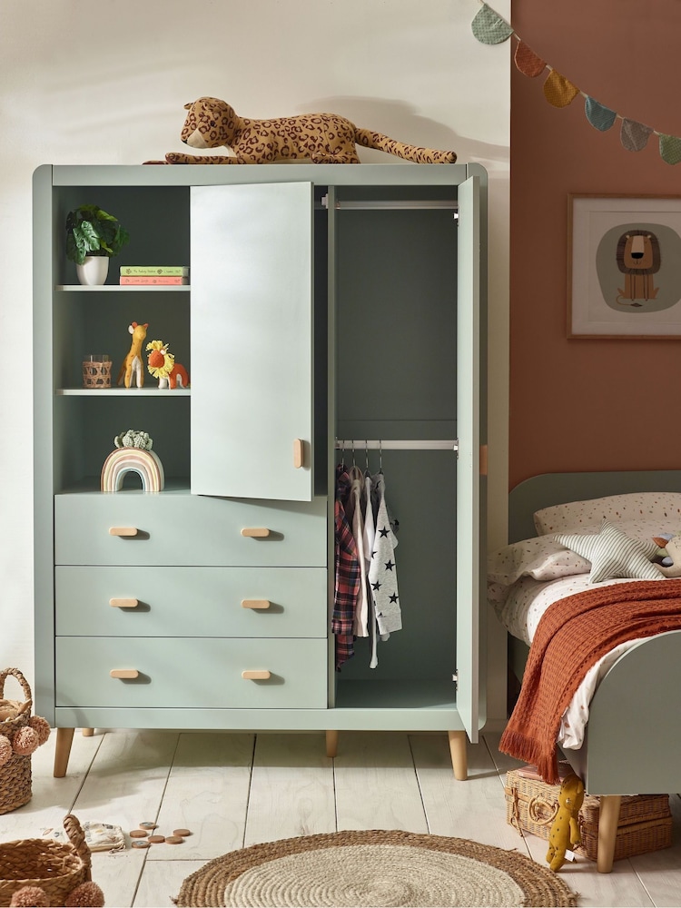 Sage Green Kids Alix Double, 3 drawers Wardrobe - Image 2 of 13