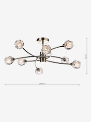 Dar Lighting Brass Seattle 8 Light Semi Flush Fitting Ceiling Light - Image 2 of 4
