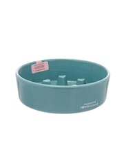 Pawsome Paws Boutique Teal Ceramic Slow Dog Feeder Bowl - Image 2 of 4