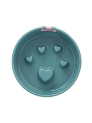 Pawsome Paws Boutique Teal Ceramic Slow Dog Feeder Bowl - Image 3 of 4
