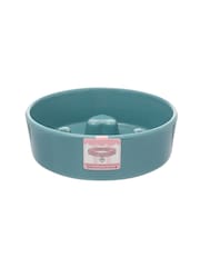 Pawsome Paws Boutique Teal Ceramic Slow Dog Feeder Bowl - Image 4 of 4