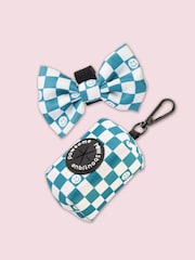 Pawsome Paws Boutique Teal Blue Dog Poo Bag Holder And Bow Tie Set - Image 2 of 5