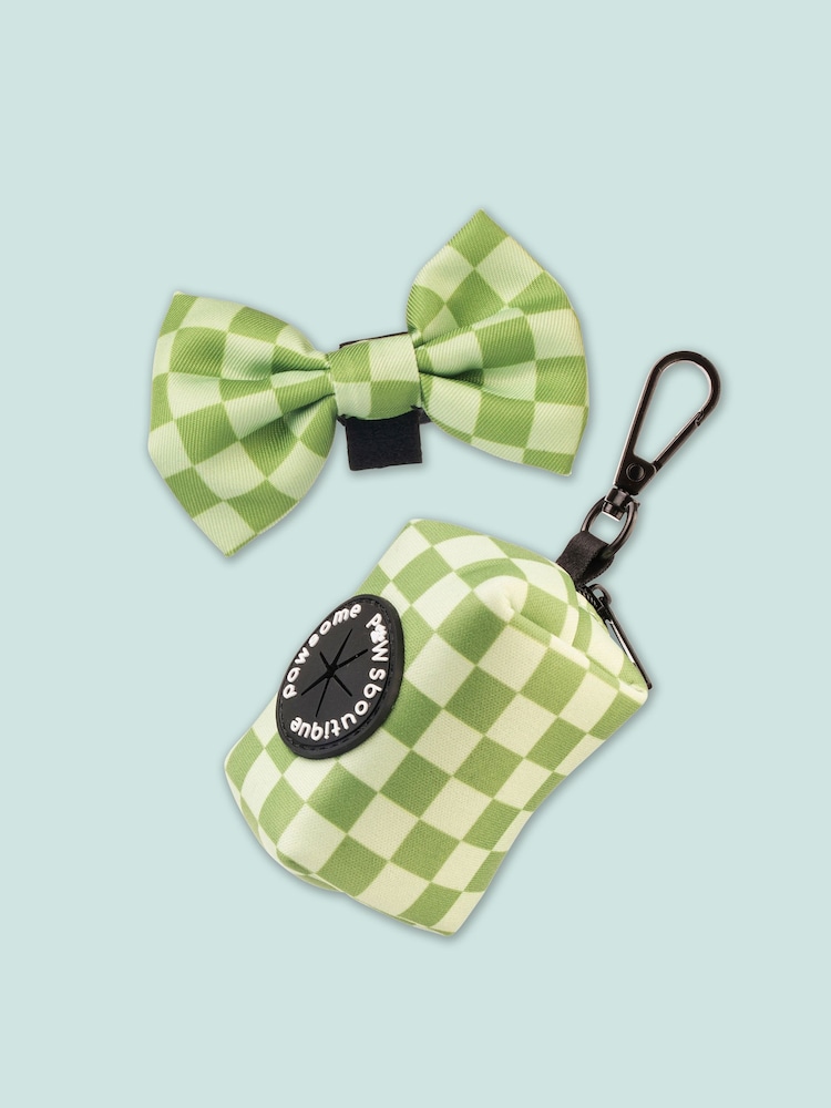 Pawsome Paws Boutique Dark Green Dog Poo Bag Holder And Bow Tie Set - Image 2 of 5
