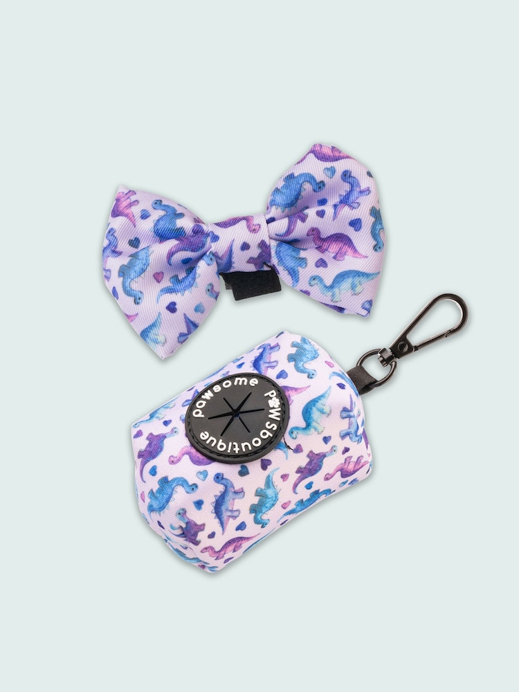 Pawsome Paws Boutique Purple Dog Poo Bag Holder And Bow Tie Set - Image 2 of 5 Pawsome Paws Boutique Purple Dog Poo Bag Holder And Bow Tie Set - Image 2 of 5