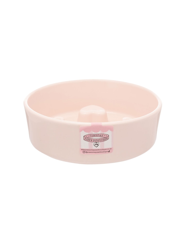 Pawsome Paws Boutique Pink Ceramic Slow Dog Feeder Bowl - Image 2 of 4