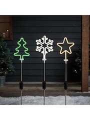 Lights4fun 3 Neon Christmas Stake Light - Image 1 of 2