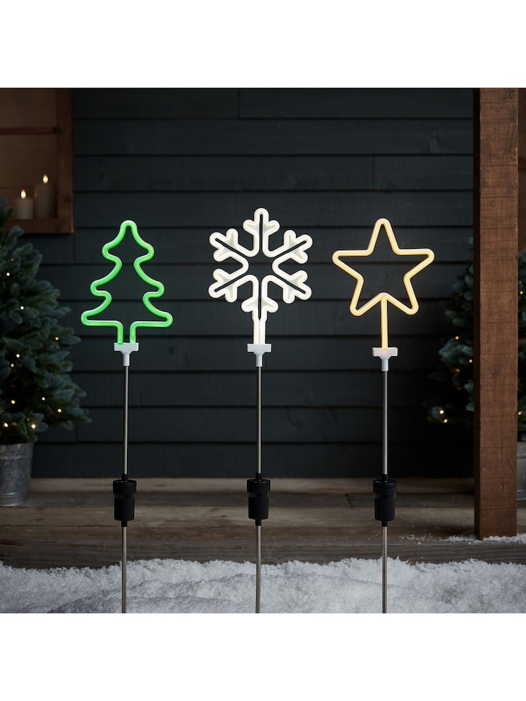 Lights4fun 3 Neon Christmas Stake Light - Image 1 of 2