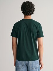 GANT Tartan Green Regular Fit Shield Logo 100% Cotton T-Shirt - Image 2 of 4