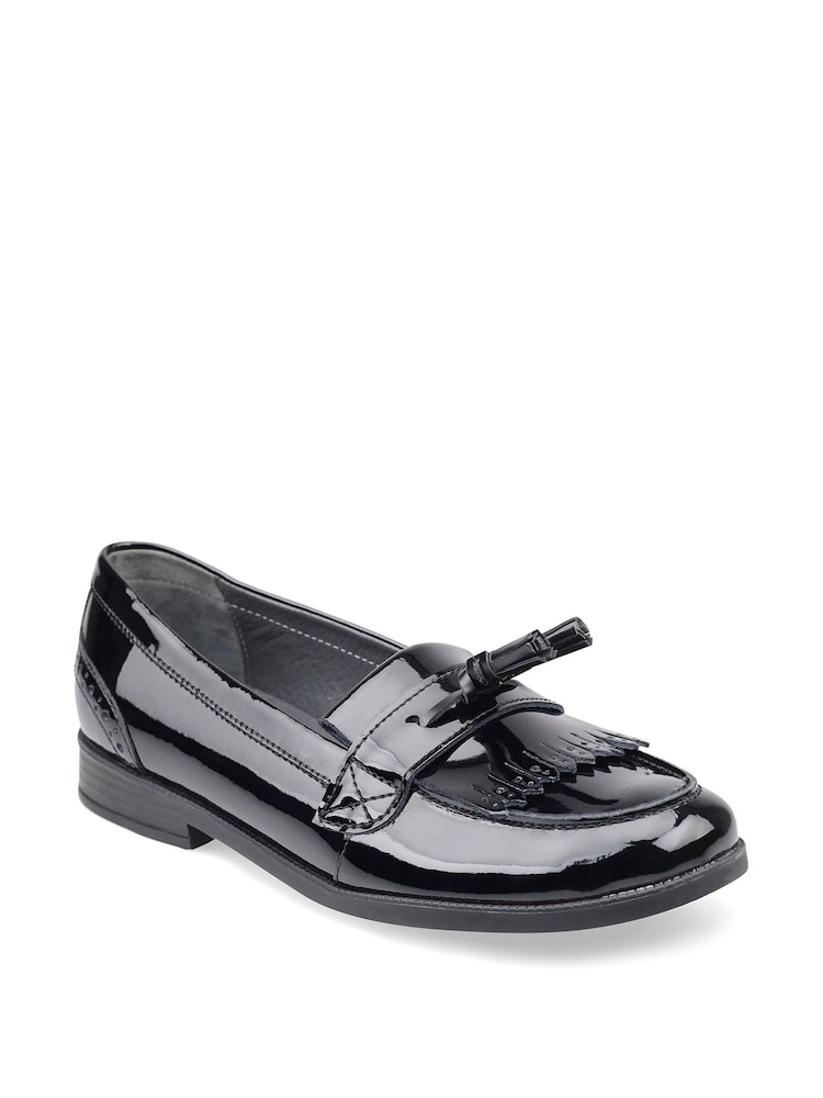 Start Rite Girls Sketch Slip On Black Leather School Shoes - F Fit - Image 1 of 6