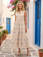 Roman White Butterfly Print Tiered Midi Dress - Image 2 of 4