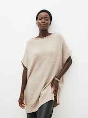 Cream Lambswool Blend Knitted Poncho - Image 1 of 6