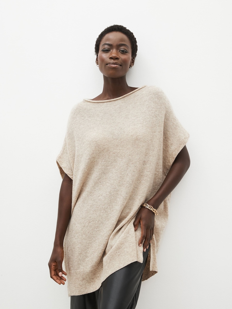 Cream Lambswool Blend Knitted Poncho - Image 1 of 6