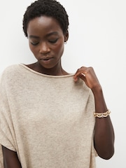 Cream Lambswool Blend Knitted Poncho - Image 3 of 6