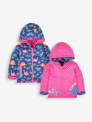 JoJo Maman Bébé Raspberry Pink Dino Appliqué Reversible Hoodie With Pet In Pocket - Image 2 of 6