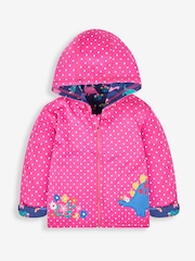 JoJo Maman Bébé Raspberry Pink Dino Appliqué Reversible Hoodie With Pet In Pocket - Image 3 of 6