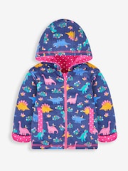 JoJo Maman Bébé Raspberry Pink Dino Appliqué Reversible Hoodie With Pet In Pocket - Image 4 of 6