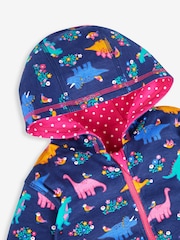 JoJo Maman Bébé Raspberry Pink Dino Appliqué Reversible Hoodie With Pet In Pocket - Image 5 of 6