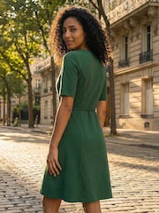 Roman Green Belted Fit & Flare Dress - Image 3 of 4