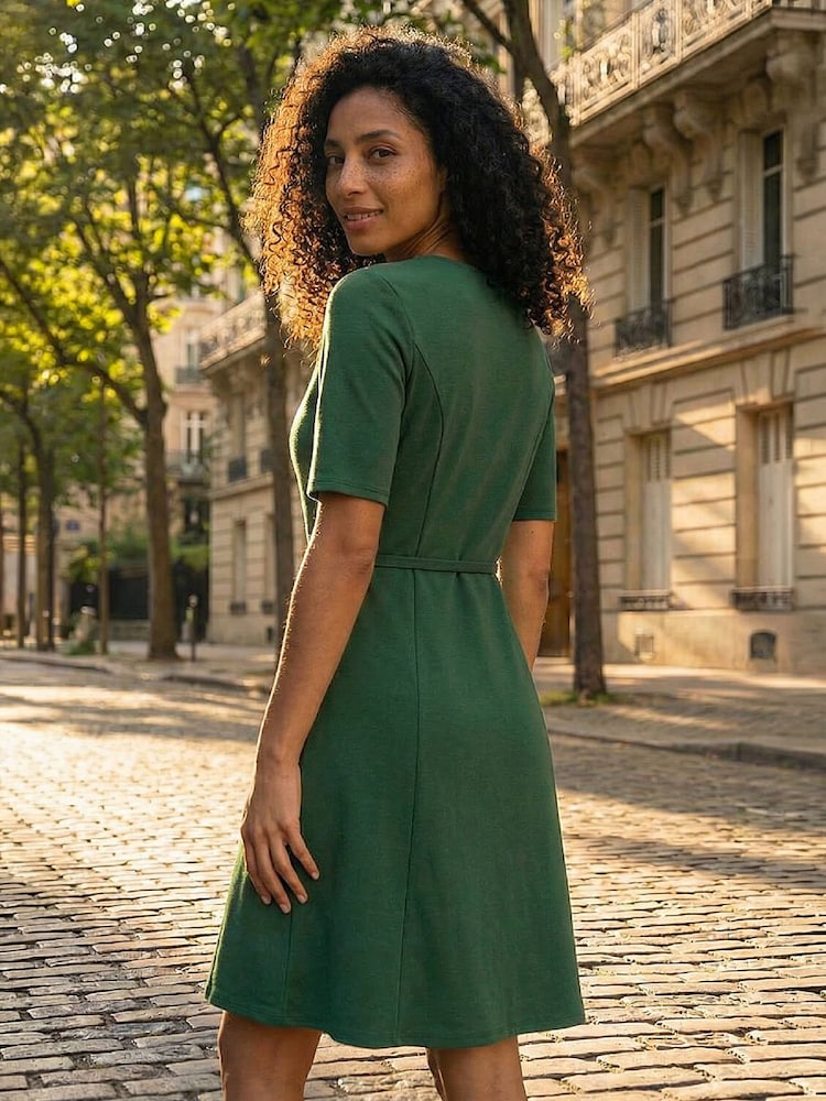 green fit flare dress Dupioni Tie Front And In Sage, Sage / Regular / 4 this midi dress features a flattering V Green Chiffon Midi Dress with