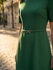 Roman Green Belted Fit & Flare Dress - Image 4 of 4
