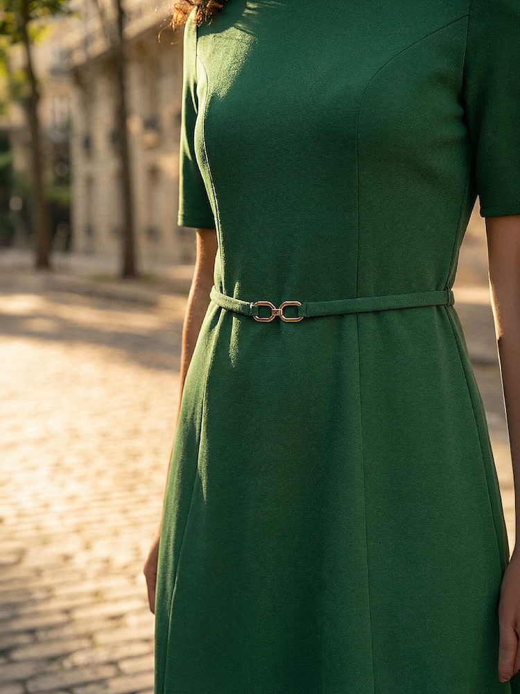 Roman Green Belted Fit & Flare Dress - Image 4 of 4
