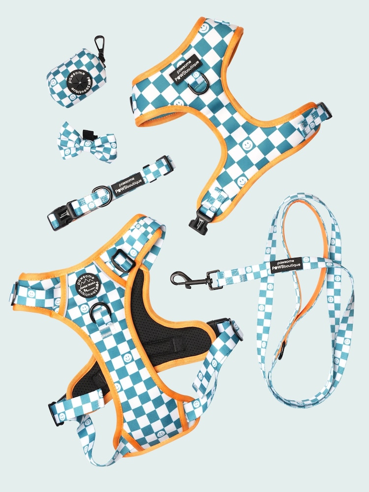 Pawsome Paws Boutique Teal White Adjustable Dog Harness - Image 2 of 4
